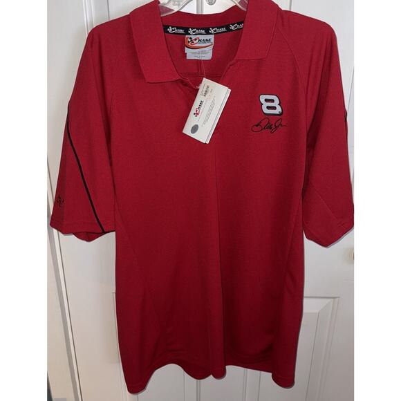 NWT Chase Authentic Red #8 Dale Earnhardt Jr Bud Racing Cotton Polo Shirt Large - Picture 1 of 7